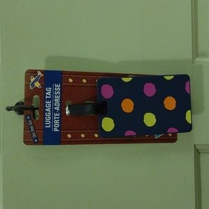 Luggage tag polkadot navy pink orange yellow